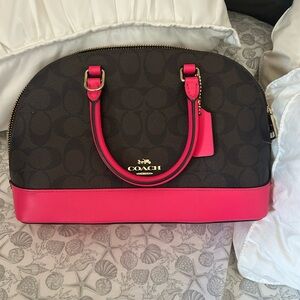 Coach dark brown & hot pink purse 👜